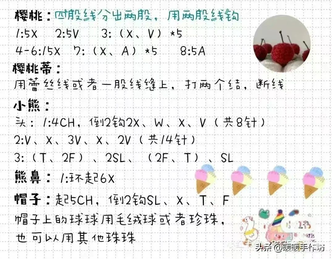 Crochet Pattern for a Cute Berry Cake Design