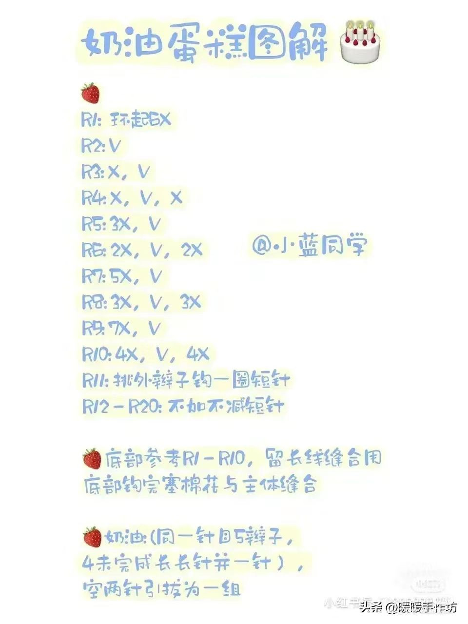 Crochet Pattern for a Cute Berry Cake Design