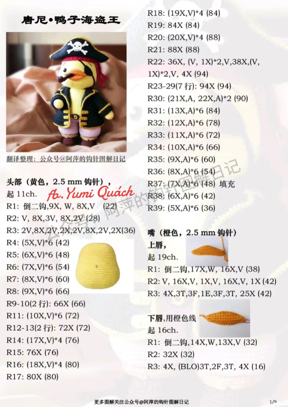 Crochet Pattern for a Pirate Duck Amigurumi Toy