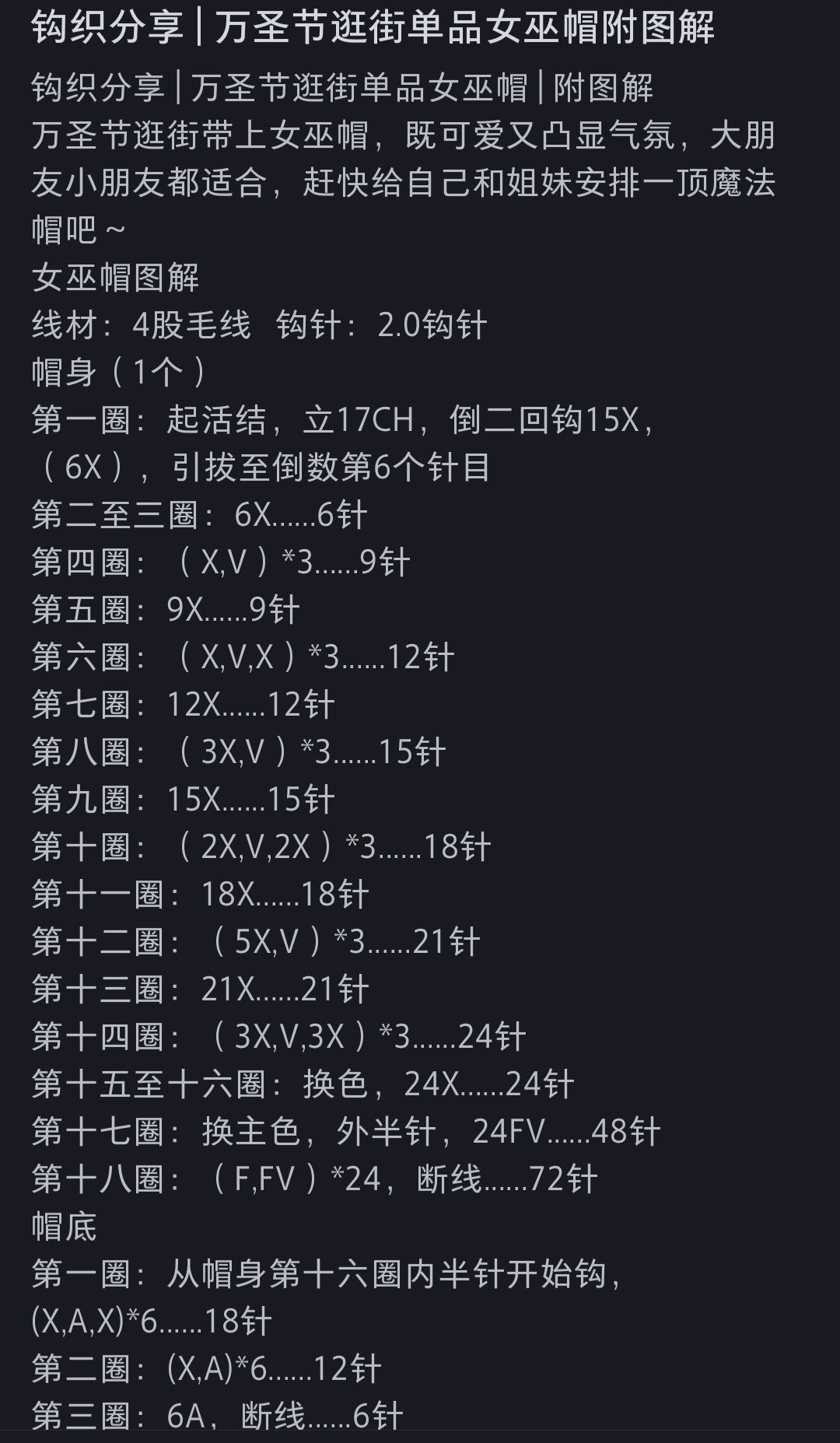 Crochet Pattern for Colorful Witch Hat Decorations