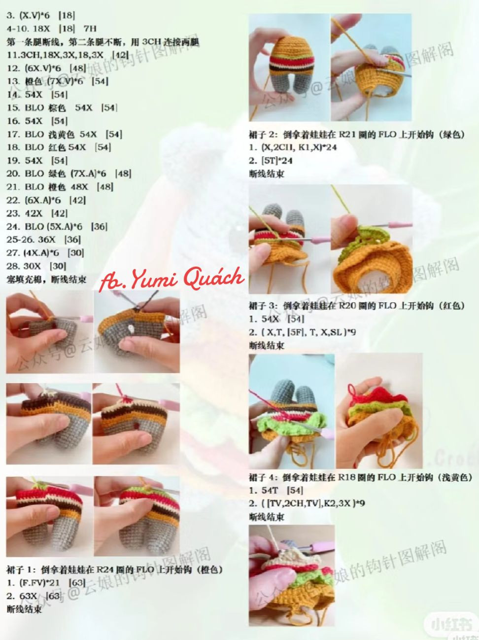 Crochet Pattern for Cute Cat Hamburger Amigurumi Doll