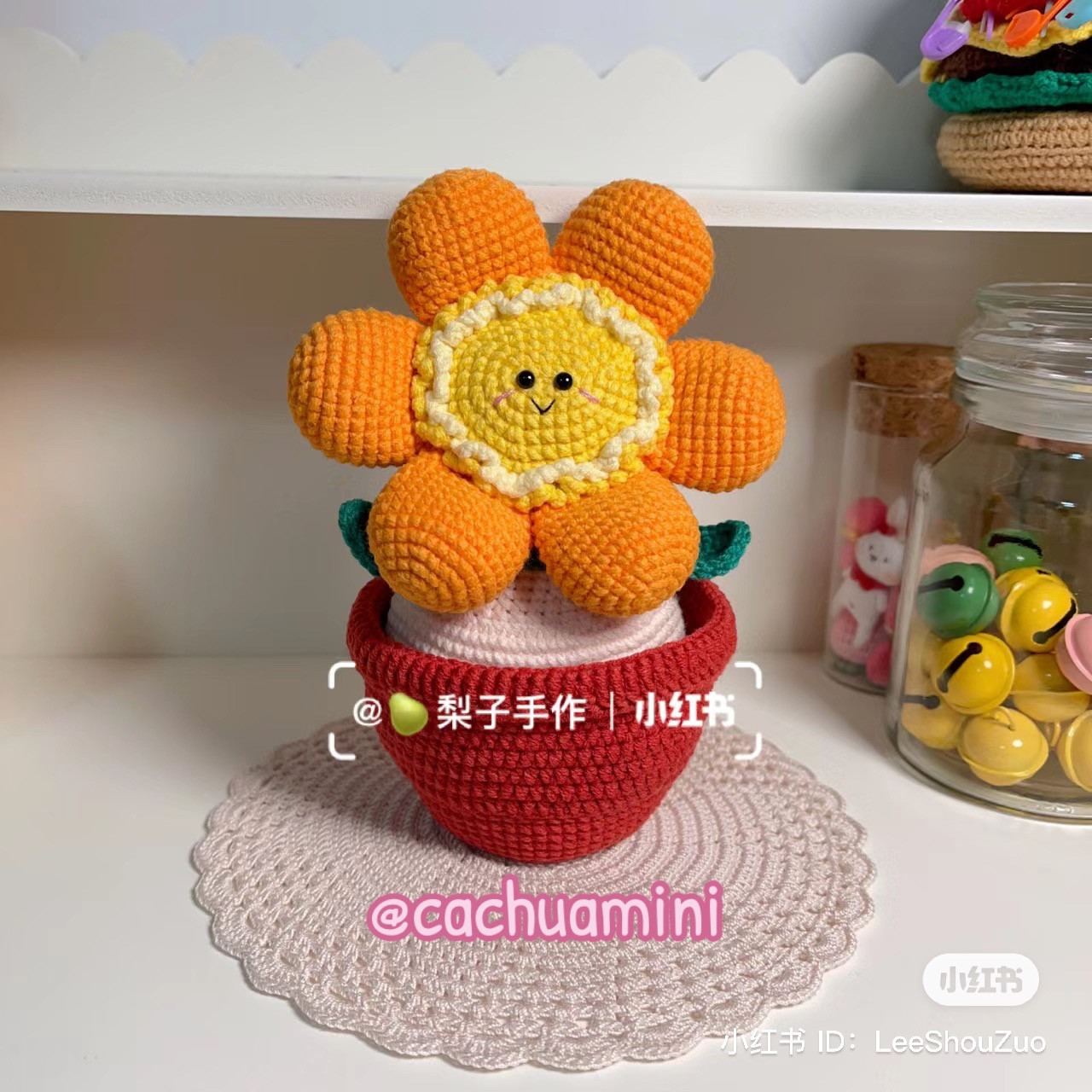 Crochet Pattern for Cute Flower Doll with Green Hat