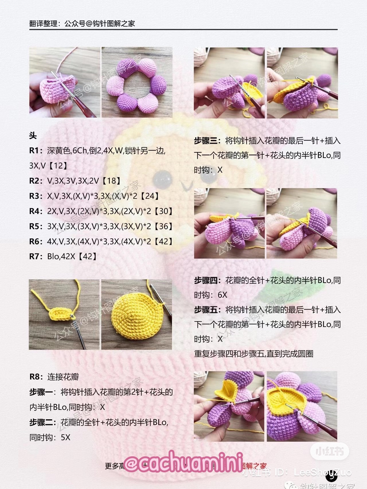 Crochet Pattern for Cute Flower Doll with Green Hat