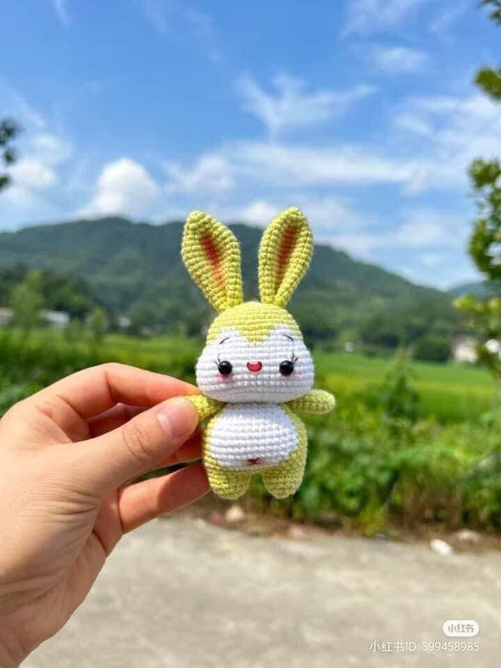 Crochet Pattern for Cute Pink and White Bunny Amigurumi