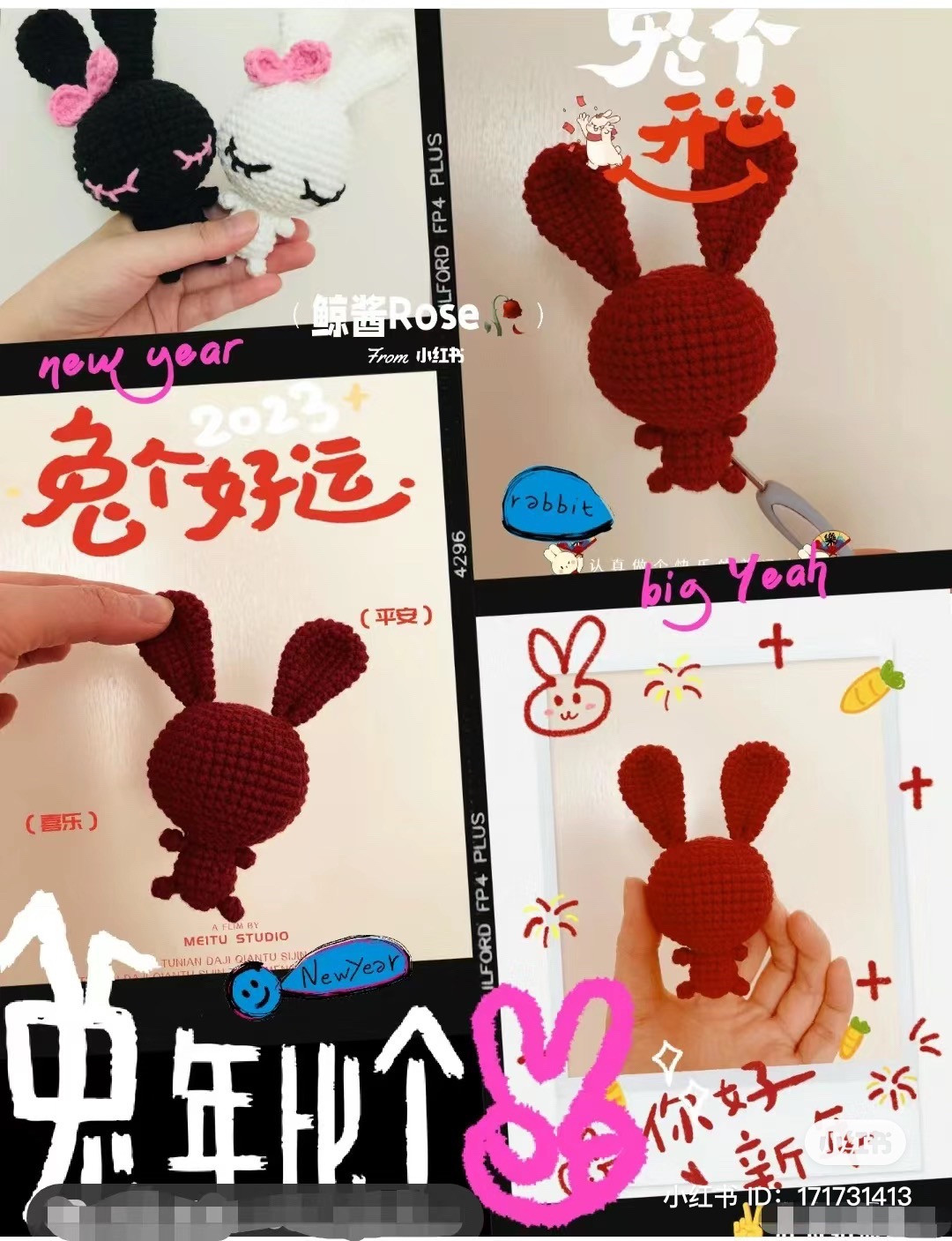 Crochet Pattern for Cute Red Bunny Amigurumi