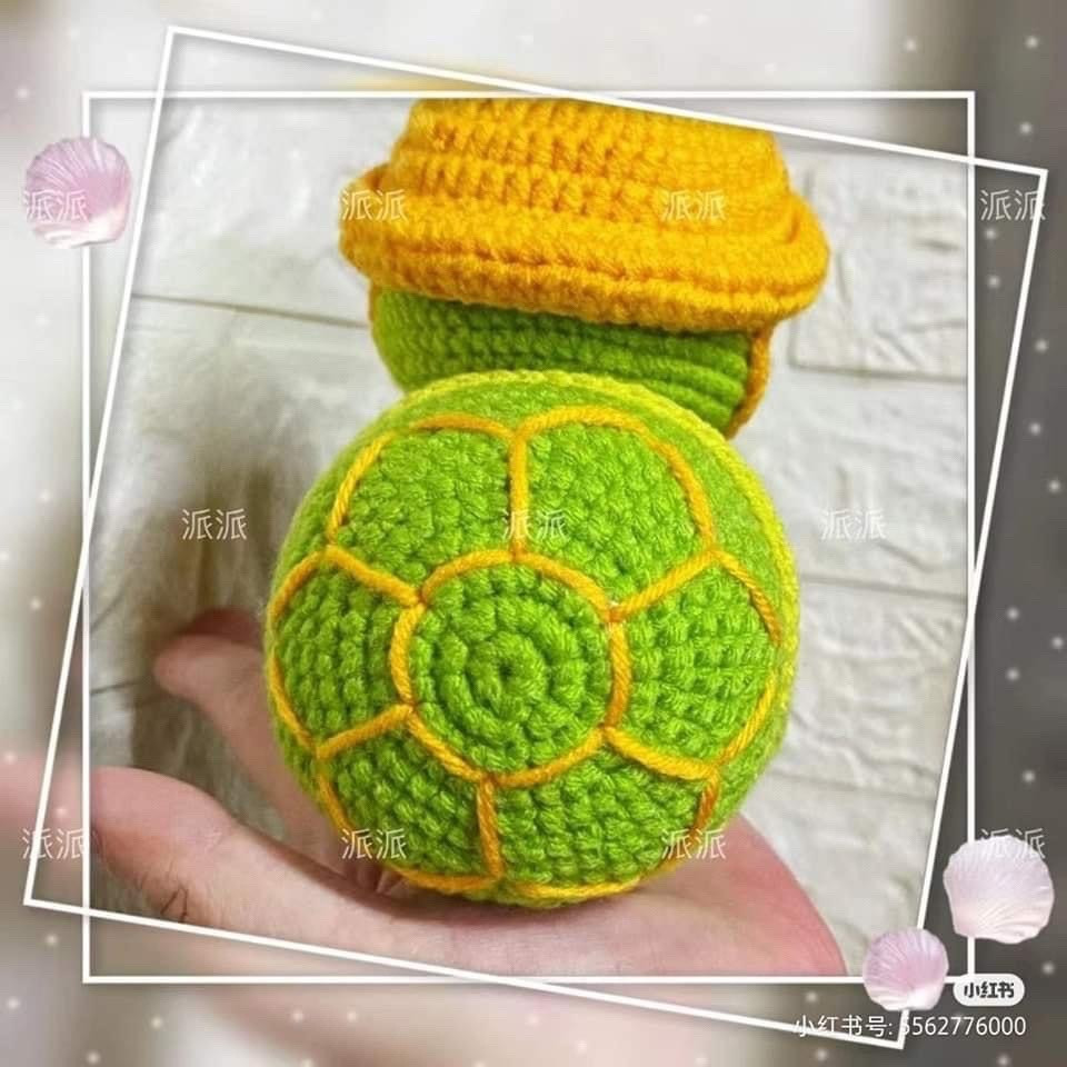 Crochet Pattern for Cute Turtle with Yellow Hat