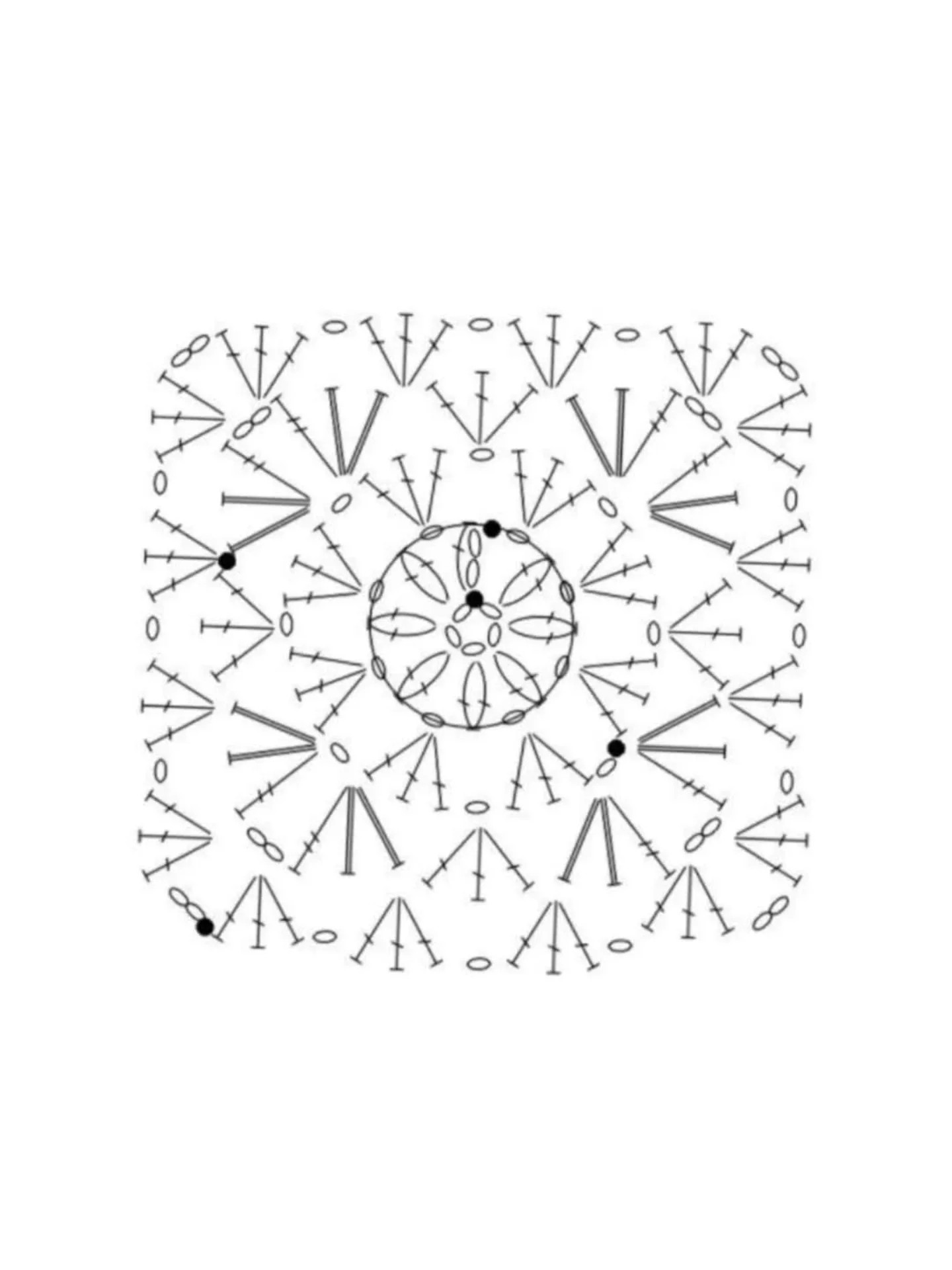 Crochet Pattern for Elegant Square Motif with Petal Design