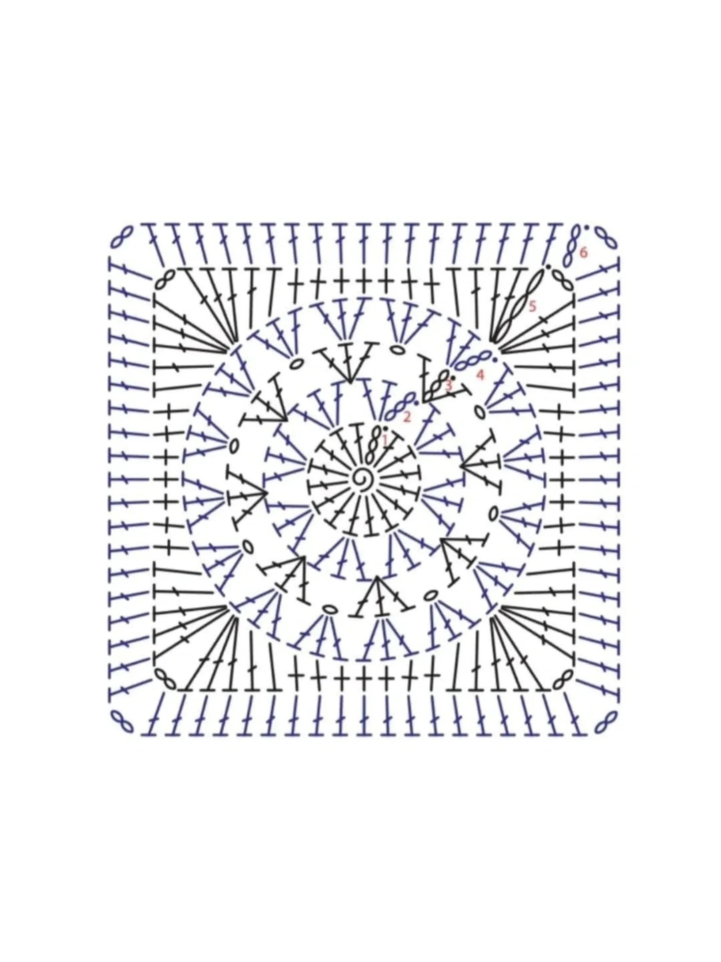 Crochet Pattern for Elegant Square Motif with Petal Design