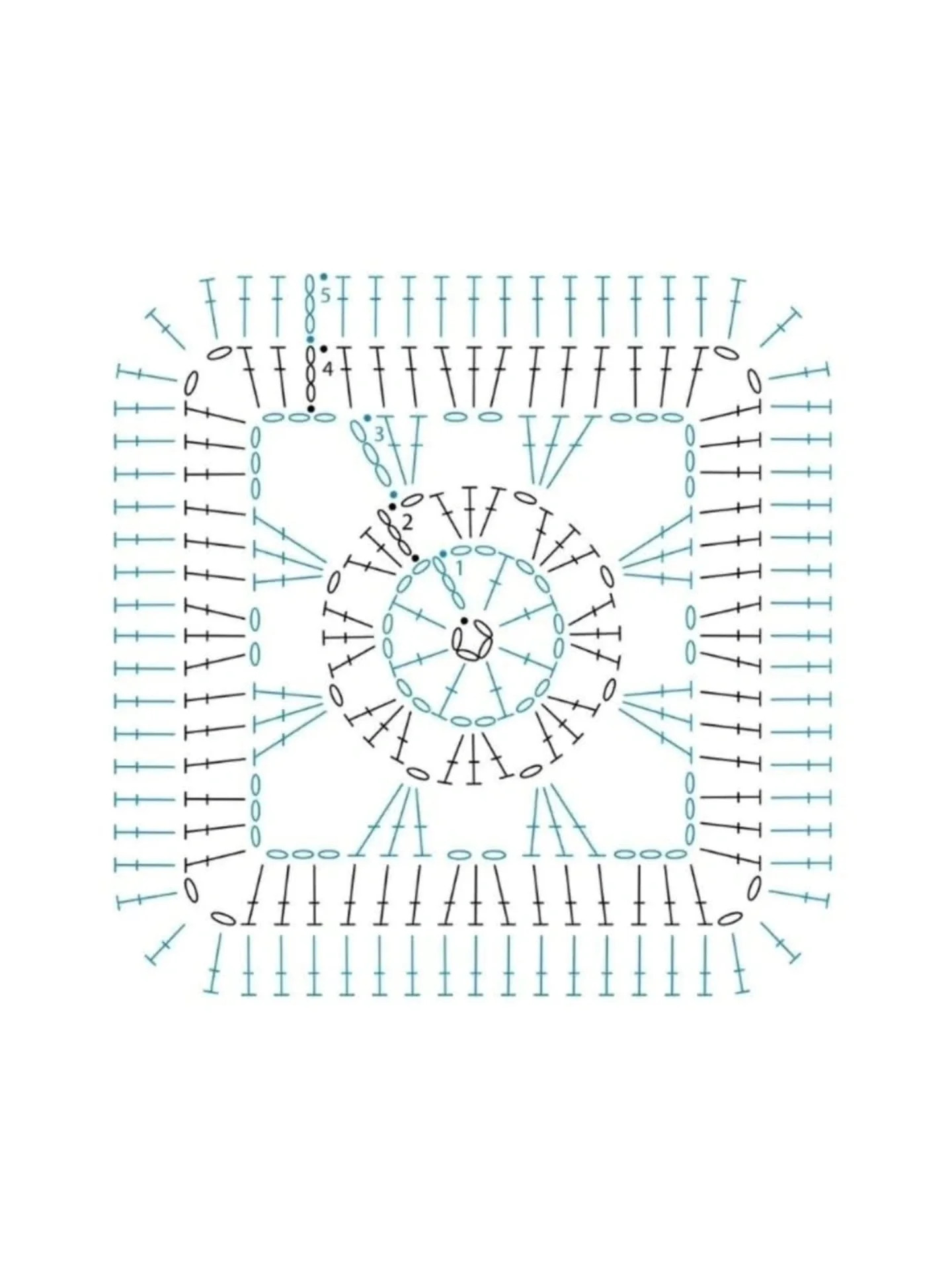 Crochet Pattern for Elegant Square Motif with Petal Design
