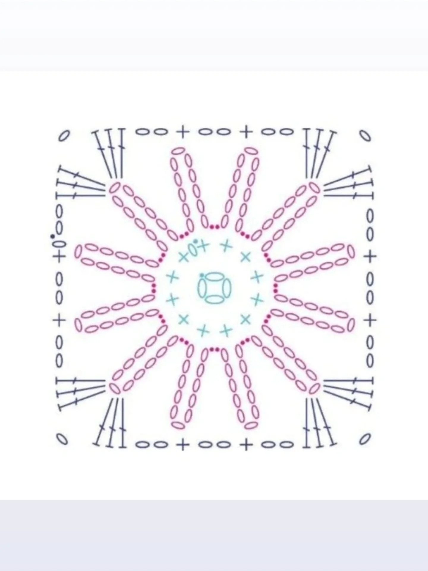 Crochet Pattern for Elegant Square Motif with Petal Design