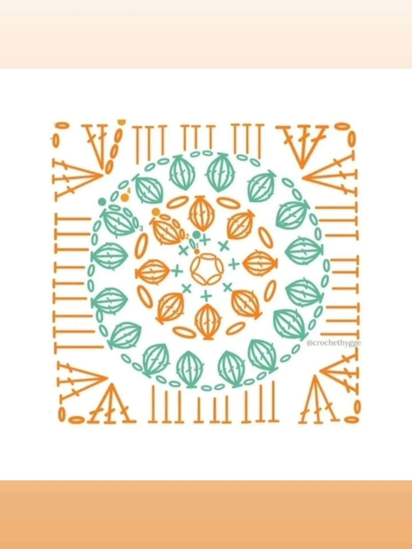 Crochet Pattern for Elegant Square Motif with Petal Design