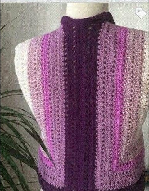 Crochet Pattern for Gradient Vest with Detailed Stitch Diagram