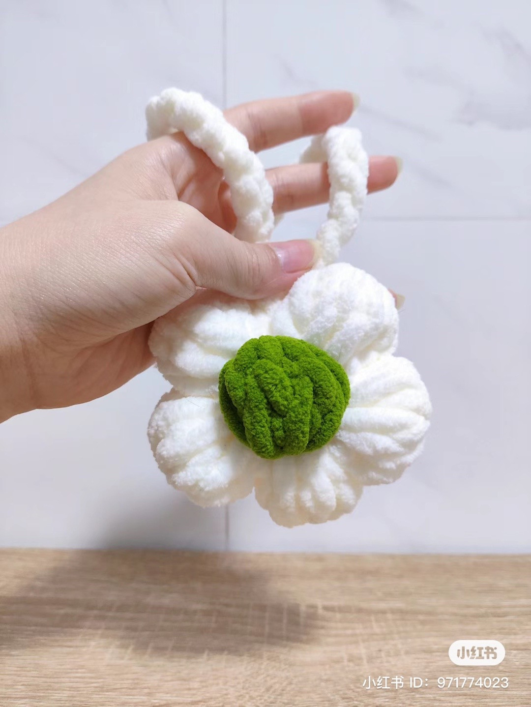Crochet Pattern for Green Bag with White Floral Accent