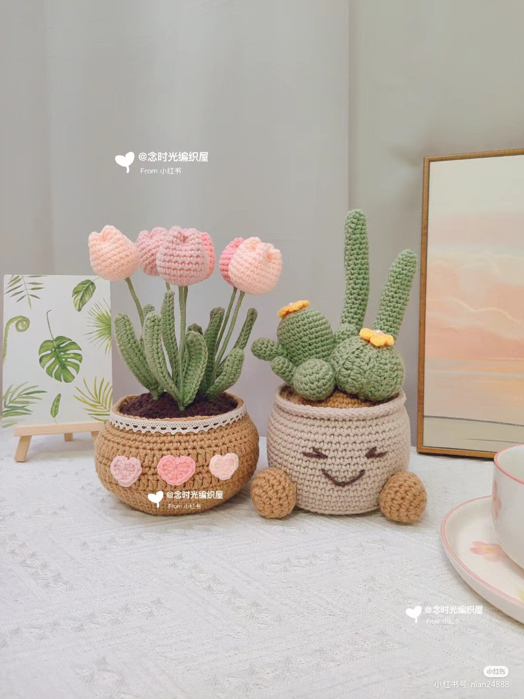 Crochet Patterns for Adorable Cactus and Tulip Plant Pots