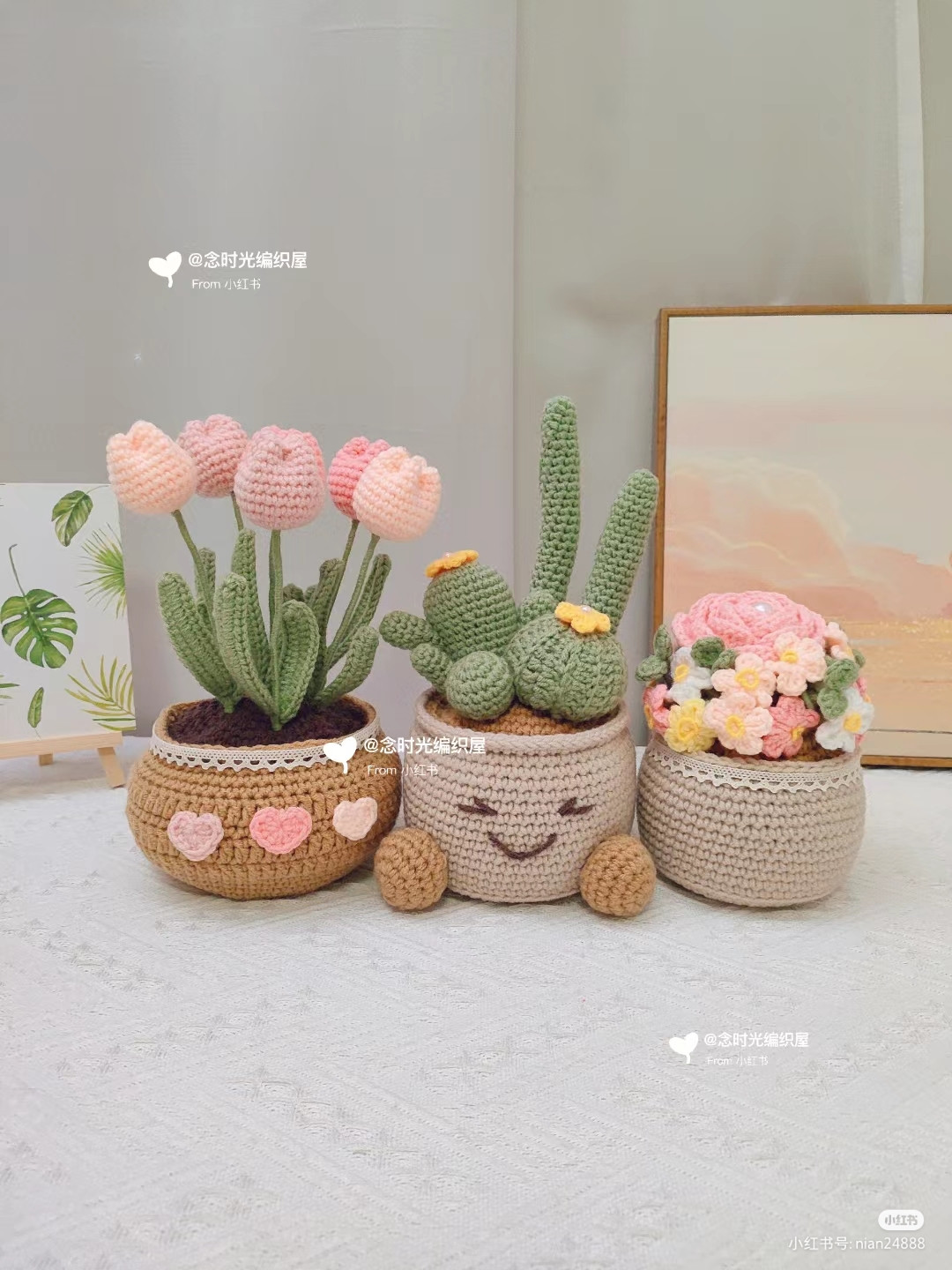 Crochet Patterns for Adorable Cactus and Tulip Plant Pots