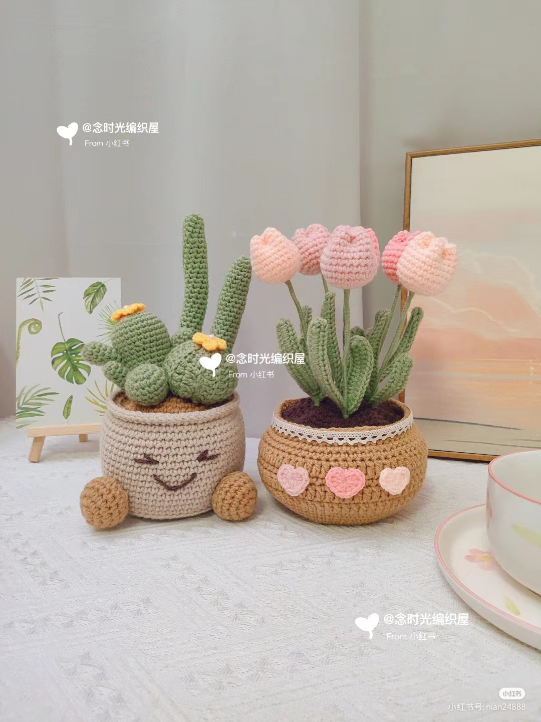 Crochet Patterns for Adorable Cactus and Tulip Plant Pots