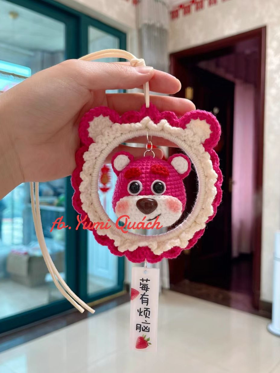 Crochet Pink Bear Car Hanging Ornament Pattern