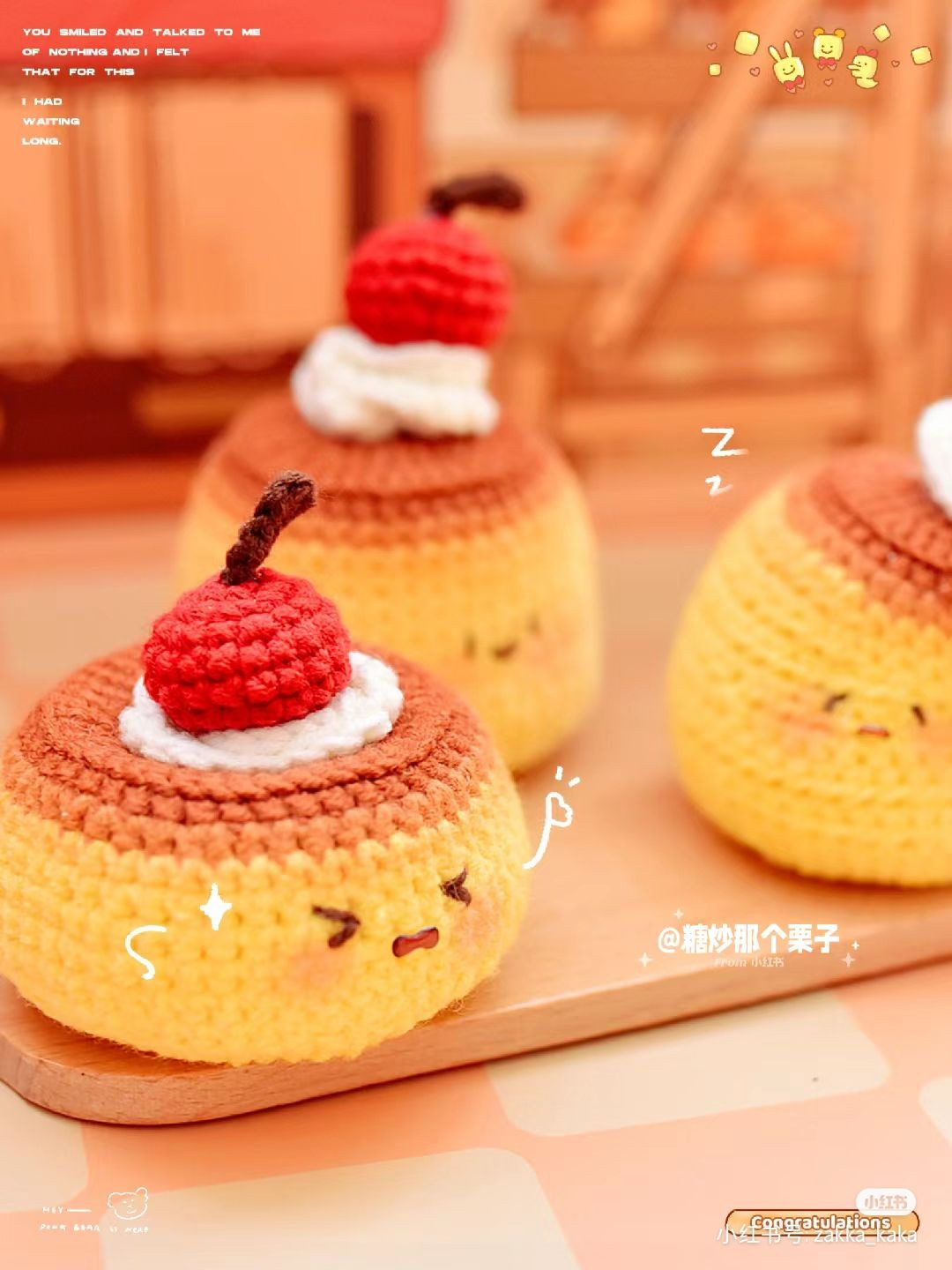 Crochet Pudding Amigurumi with Cute Cherry Topping