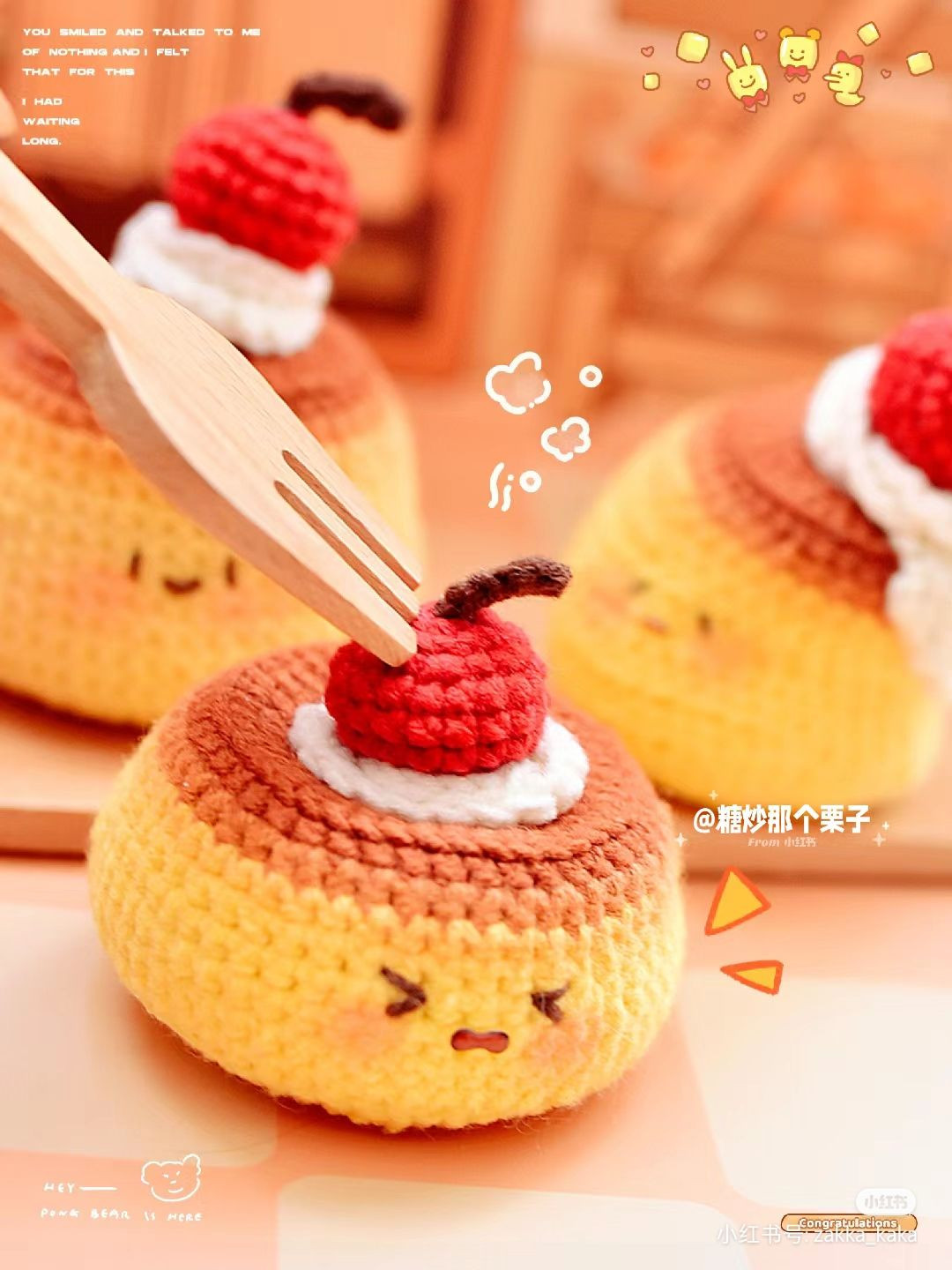 Crochet Pudding Amigurumi with Cute Cherry Topping