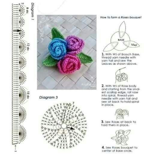 Crochet Rolled Rose Flower Pattern by Pink Rose Crochet