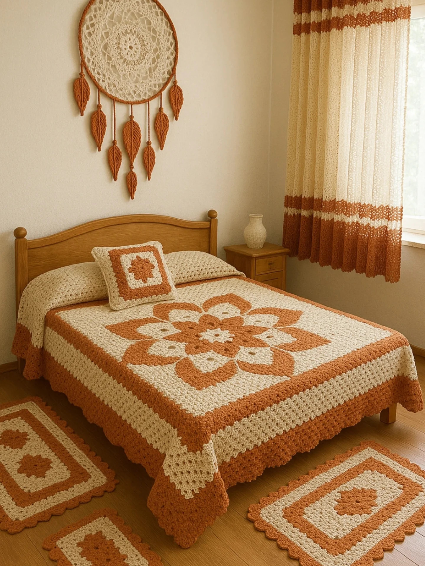 Crochet Round Motif Pattern with Detailed Stitch Diagram