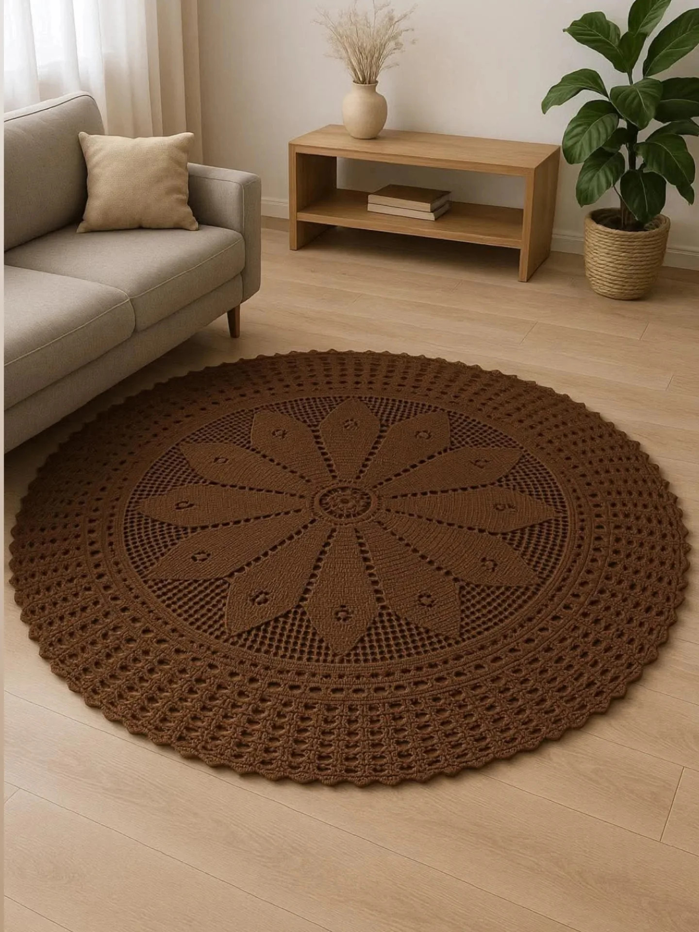 Crochet Round Motif Pattern with Detailed Stitch Diagram