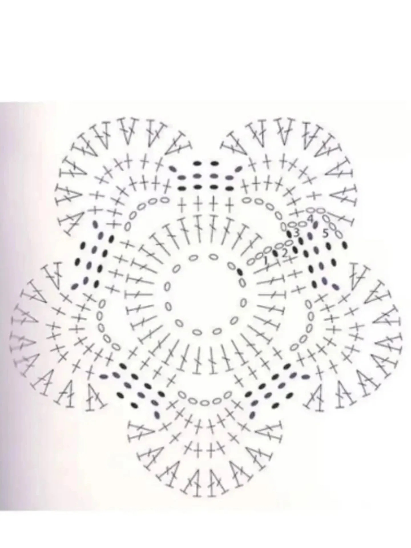 Crochet Round Motif Pattern with Detailed Stitch Diagram