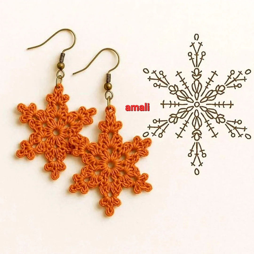 Crochet Snowflake Earrings Pattern for Winter Accessories