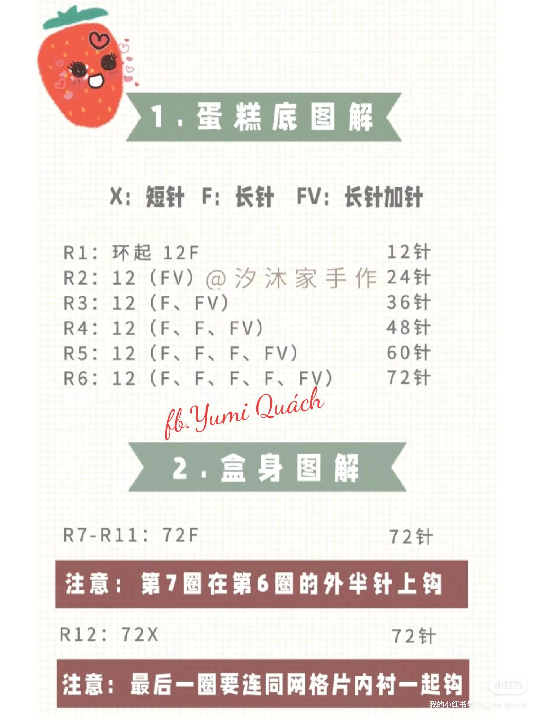 Crochet Strawberry Cream Cake Pattern for Beginners