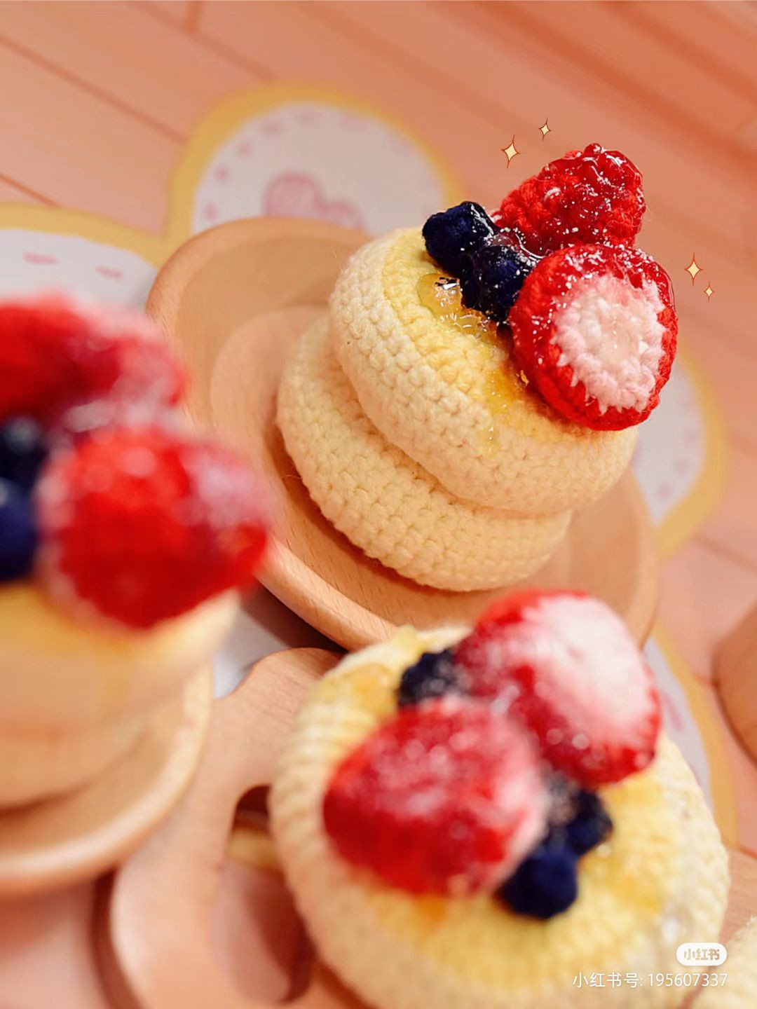 Crochet Strawberry Shortcake Pattern with Berries and Cream