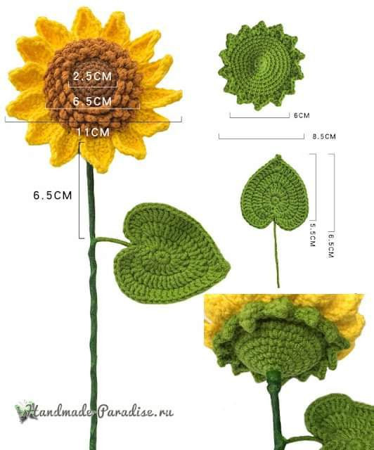 Crochet Sunflower Bouquet in a Blue Vase Pattern