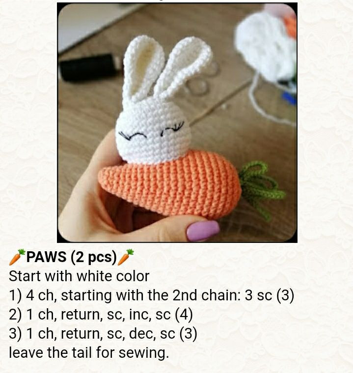 Crochet Tiny Bunny and Carrot Pattern - Free Tutorial