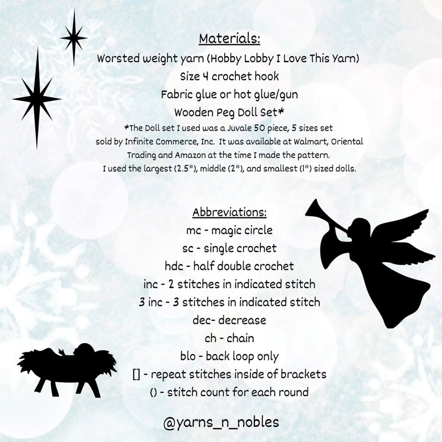 Crochet Wooden Peg Doll Nativity Set Pattern for Christmas