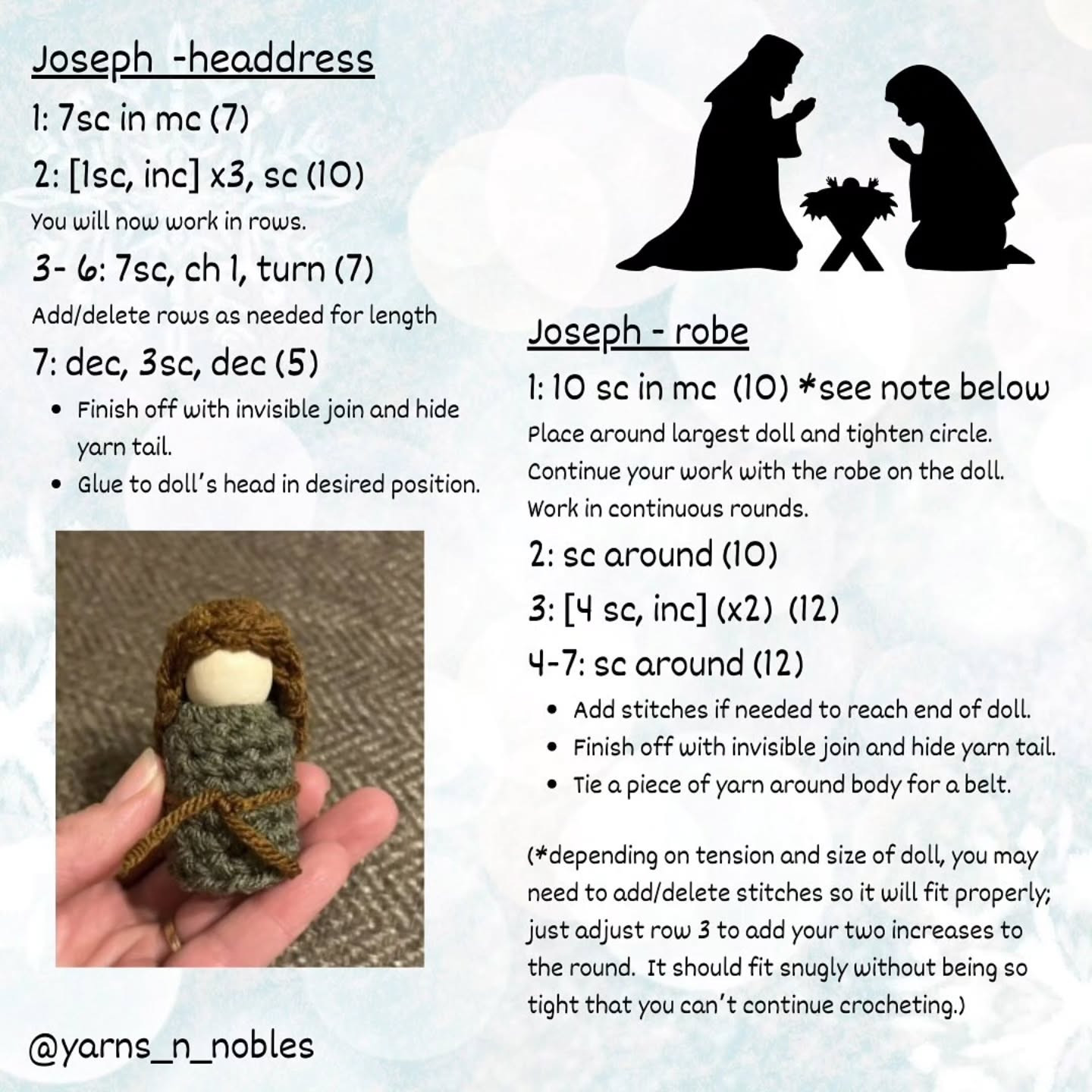 Crochet Wooden Peg Doll Nativity Set Pattern for Christmas