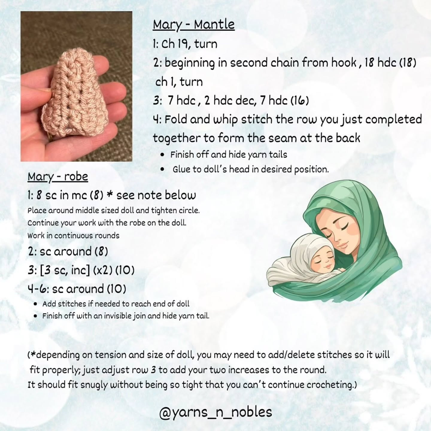 Crochet Wooden Peg Doll Nativity Set Pattern for Christmas