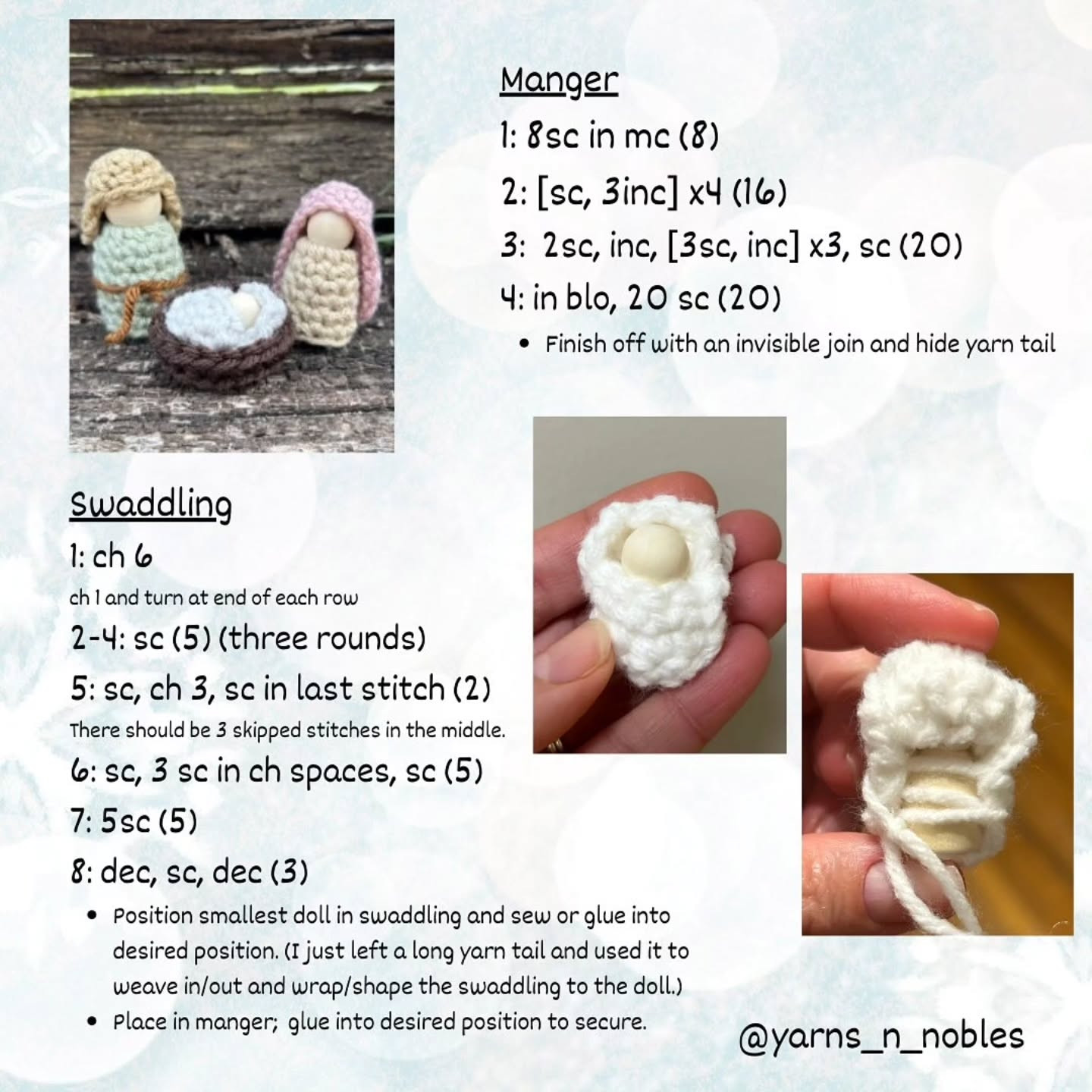 Crochet Wooden Peg Doll Nativity Set Pattern for Christmas