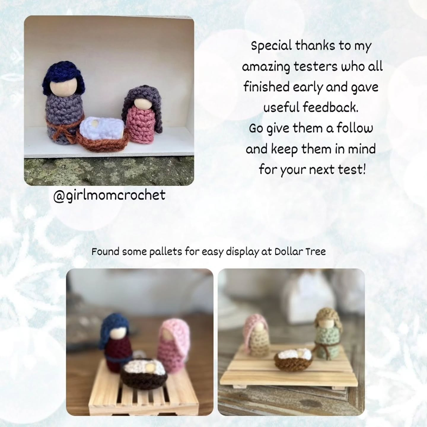 Crochet Wooden Peg Doll Nativity Set Pattern for Christmas