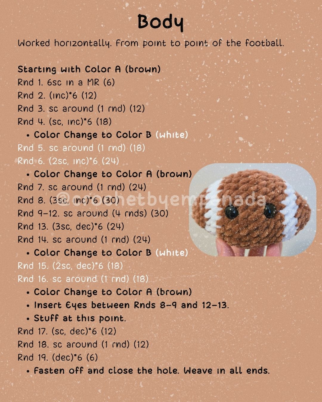 Crochet Your Own Cute Amigurumi Football with This Free Pattern