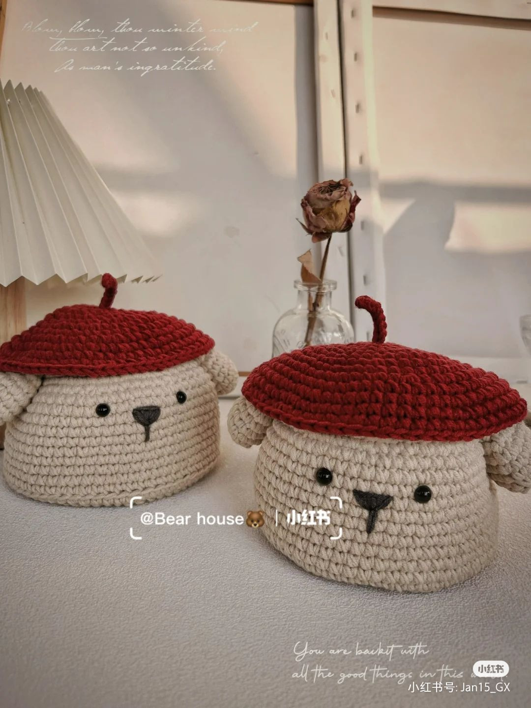 Cute Crochet Bear Containers with Removable Hats
