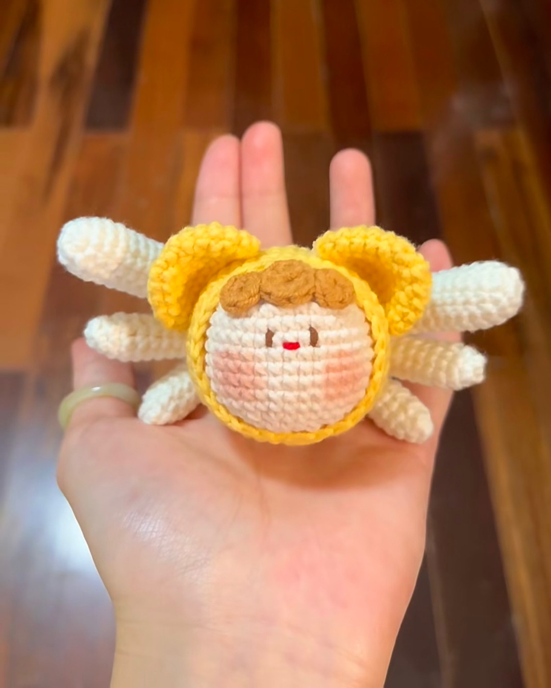 Cute Crochet Bear with Adorable Expression and Yellow Ears