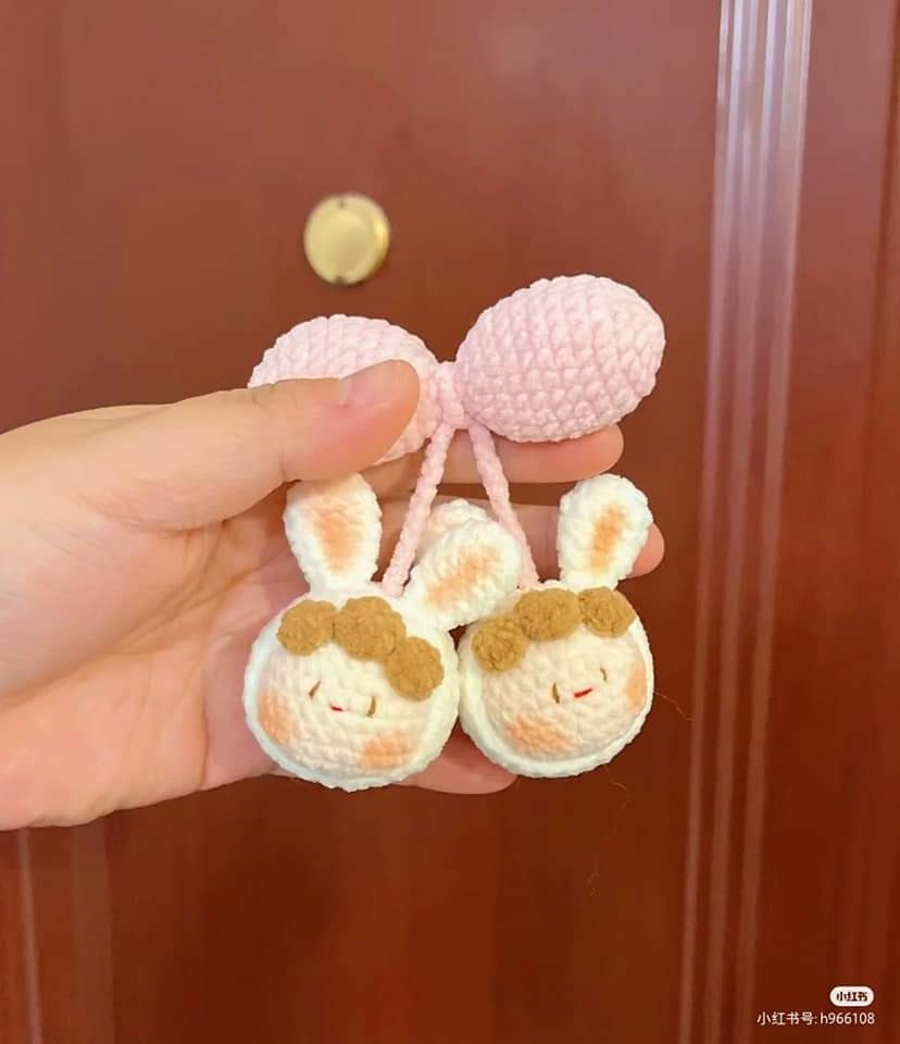 Cute Crochet Bow with Adorable Bunny Faces Pattern