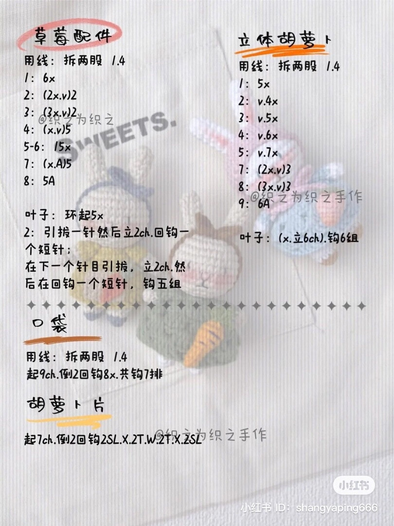 Cute Crochet Bunnies with Carrot Accessories Pattern