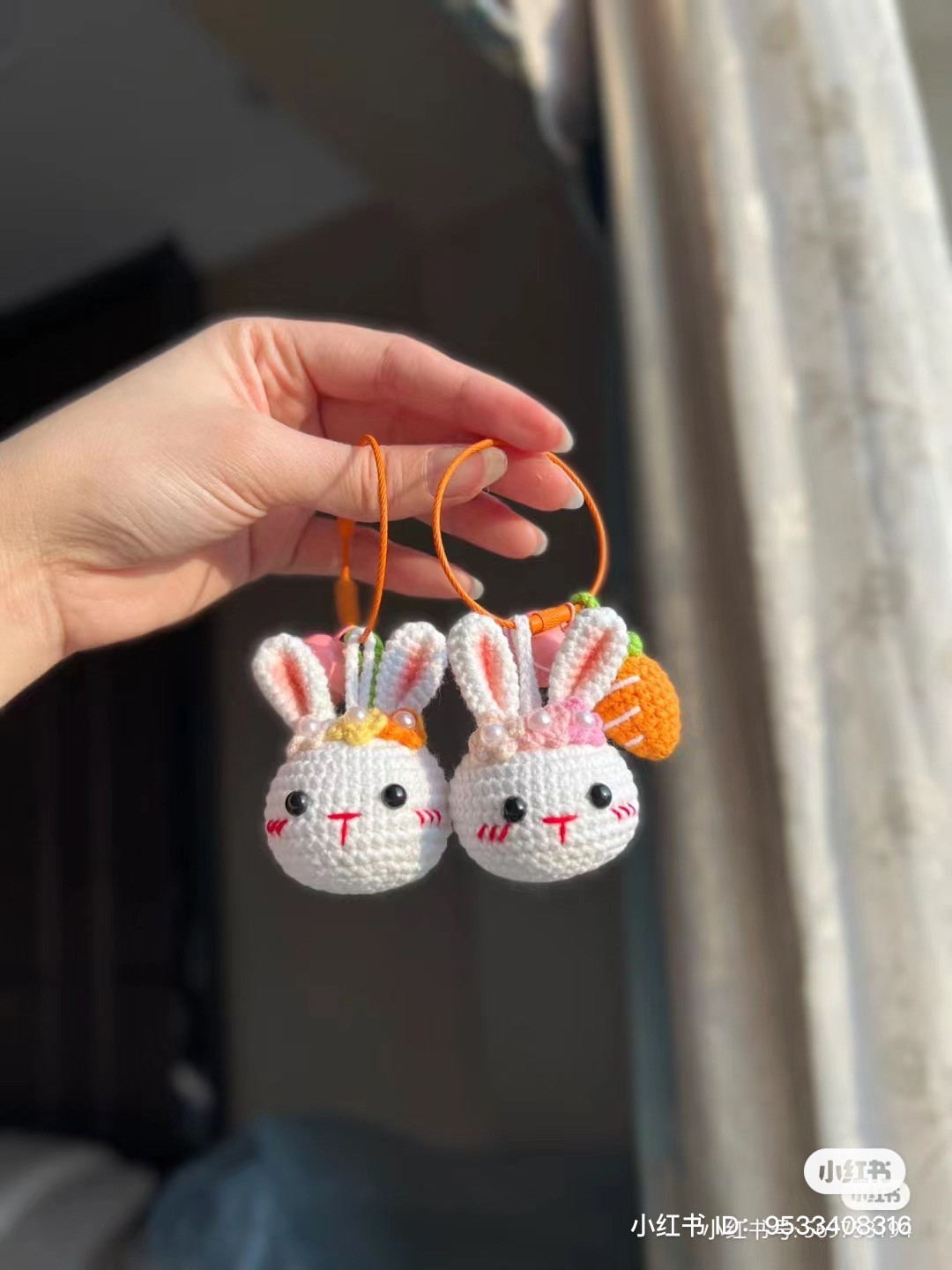 Cute Crochet Bunny Keychain Pattern with Carrot Charm