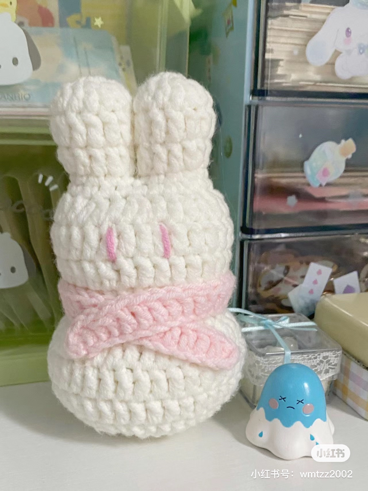 Cute Crochet Bunny with Pink Scarf for Beginners