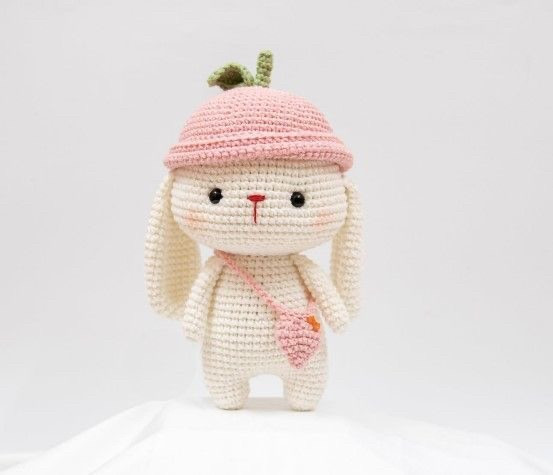 Cute Crochet Bunny with Yellow Hat and Bag Pattern
