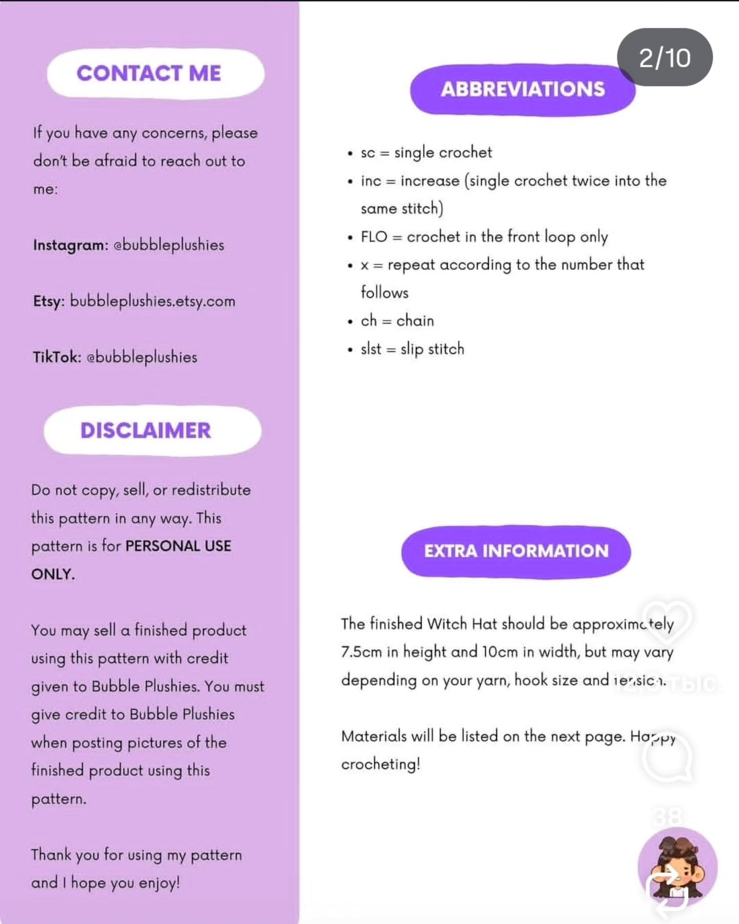 Cute Crochet Cat with Witch Hat Pattern Free Download