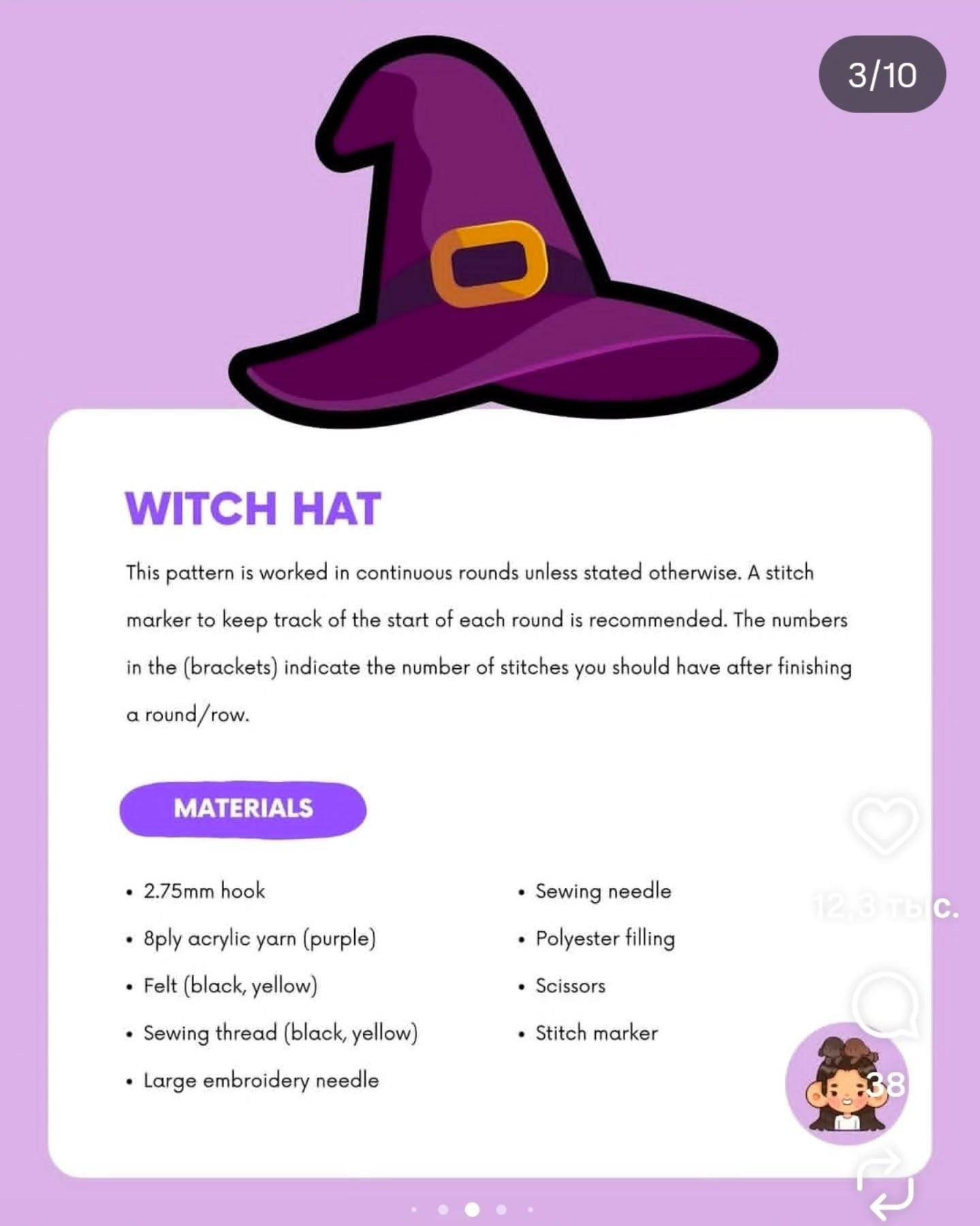 Cute Crochet Cat with Witch Hat Pattern Free Download