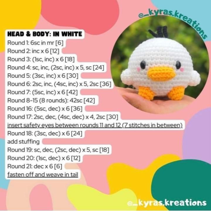 Cute Crochet Duckling with Orange Hat Free Pattern