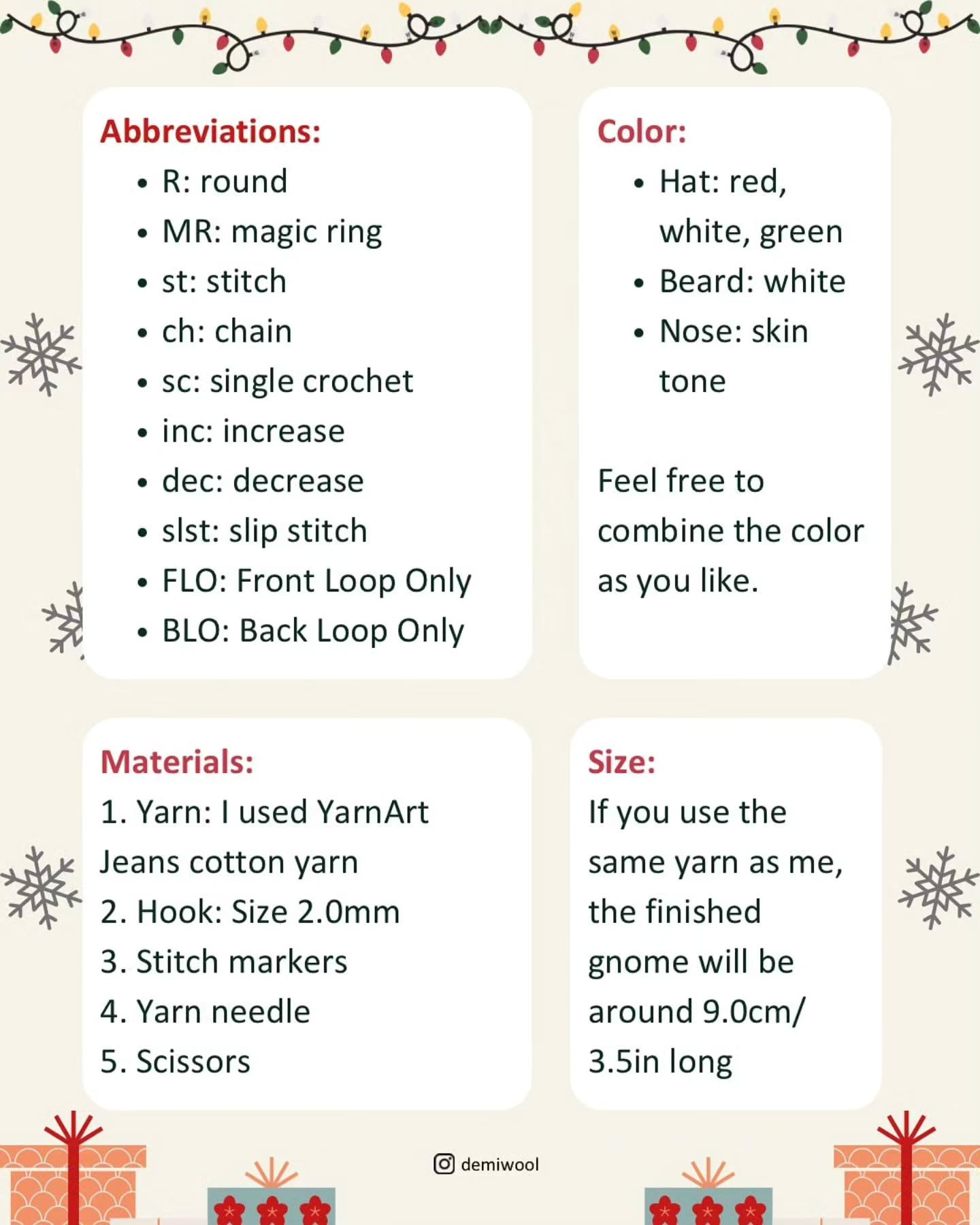 Cute Crochet Gnome Ornaments Pattern for Christmas Decoration