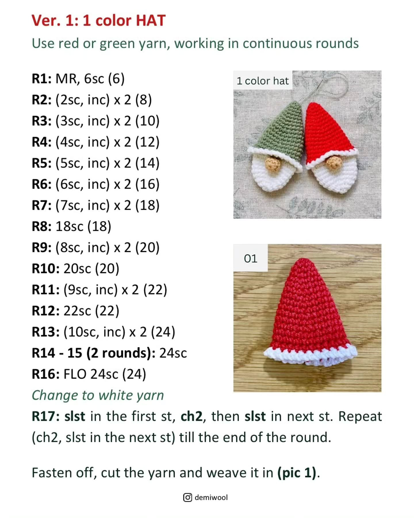 Cute Crochet Gnome Ornaments Pattern for Christmas Decoration
